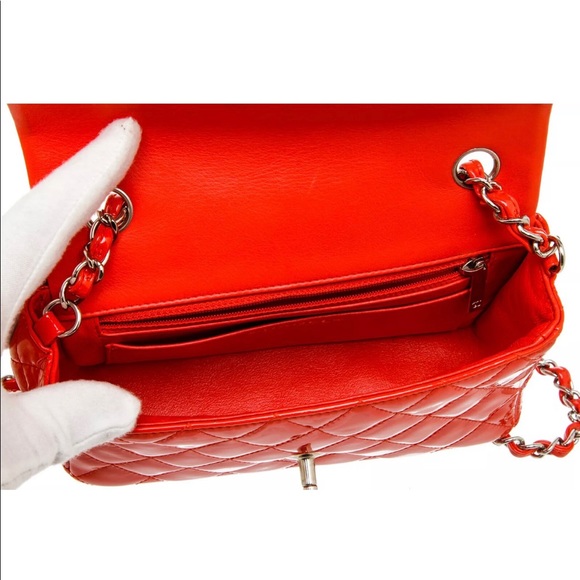 chanel patent rectangular mini